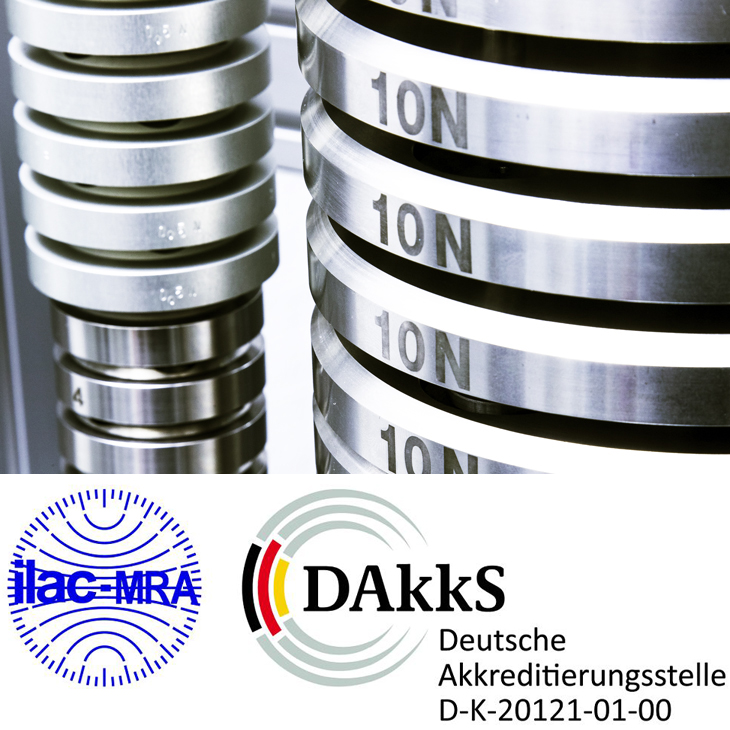 Leistungsangebot des Alluris® Kalibrierlabors für Kraft, DAkkS akkreditiert nach DIN EN ISO/IEC 17025  